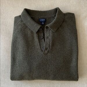 J. Crew Men's Forest Green Polo Sweater